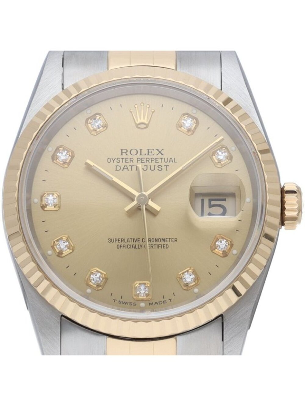 Rolex Datejust Watch Diamond 18K Yellow Gold SS Champagne Color